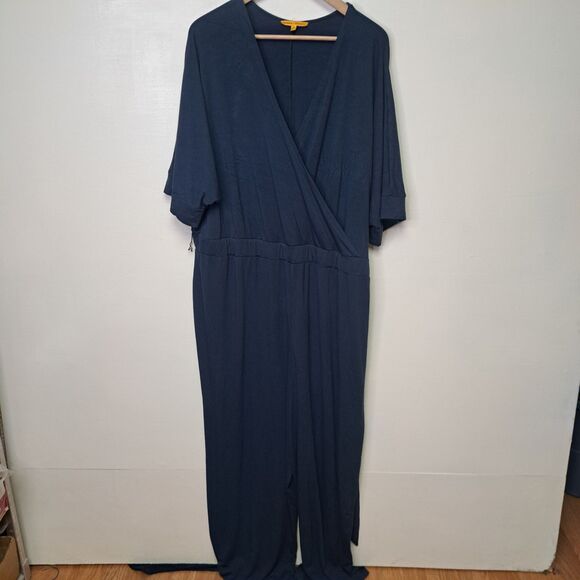 Eloquii Refinery 29 Navy Blue Wrap Tie Waist Jumpsuit Womens Plus 24 Refinery29 - Picture 3 of 13